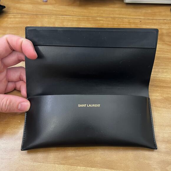 Saint Laurent Black Leather Sunglasses Case Eyeglasses - Picture 3 of 10